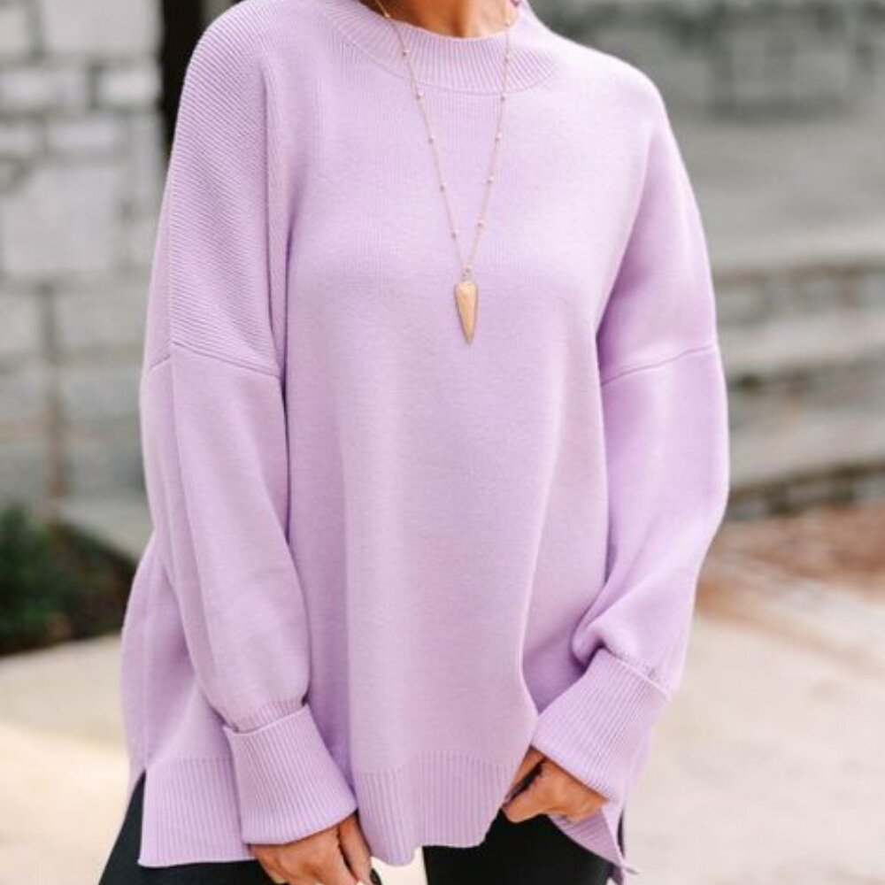 Shop the Mint Mock Neck Oversized Sweater S Purple